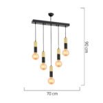 Φωτιστικό Κρεμαστό ArteLibre AQUILA Πεντάφωτο Μαύρο/Χρυσό Μέταλλο 70x90cm - Image 2