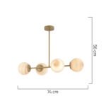 Φωτιστικό Κρεμαστό ArteLibre CHAMAELEON Τετράφωτο Χρυσό/Μελί Μέταλλο/Γυαλί 74x56cm - Image 2