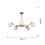 Φωτιστικό Κρεμαστό ArteLibre CRATER Πεντάφωτο Χρυσό/Λευκό Μέταλλο/Γυαλί 80x41cm - Image 2