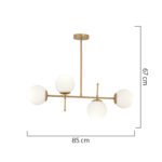 Φωτιστικό Κρεμαστό ArteLibre ERIDANUS Τετράφωτο Χρυσό/Λευκό Μέταλλο/Γυαλί 85x67cm - Image 2