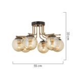 Φωτιστικό Οροφής ArteLibre NORMA Εξάφωτο Χρυσό/Μελί Μέταλλο/Γυαλί 55x33cm - Image 2