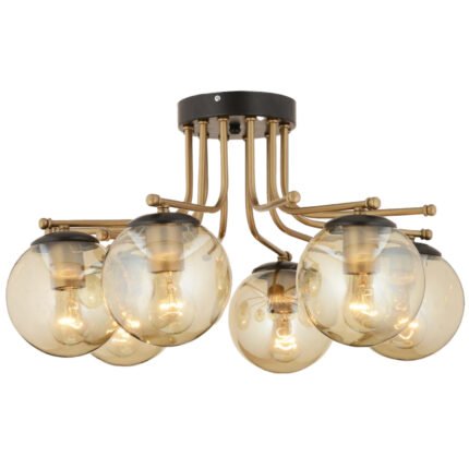 Βρες το Φωτιστικό Οροφής ArteLibre NORMA Εξάφωτο Χρυσό/Μελί Μέταλλο/Γυαλί 55x33cm σε μοναδική τιμή στο clickforshop.gr