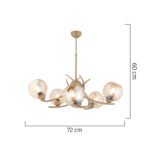 Φωτιστικό Κρεμαστό ArteLibre OCTANS Πεντάφωτο Χρυσό/Μελί Μέταλλο/Γυαλί 72x60cm - Image 2