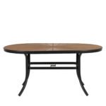 Τραπέζι Κήπου ArteLibre RUSUMO Μαύρο/Καρυδί Αλουμίνιο/Ξύλο 150x90x73cm - Image 2