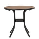 Τραπέζι Κήπου ArteLibre SANAAG Μαύρο/Καρυδί Αλουμίνιο/Ξύλο Φ80x73cm - Image 2