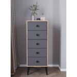 Συρταριέρα ArteLibre AMARI Δρυς/Ανθρακί Μοριοσανίδα 43x43x114cm - Image 2