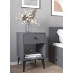 Κομοδίνο ArteLibre AMARI Ανθρακί Μοριοσανίδα 43x43x67.5cm - Image 2