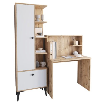 Βρες το Γραφείο Με Ράφια ArteLibre DIALLO Δρυς/Λευκό Μοριοσανίδα 150x50x123cm σε μοναδική τιμή στο clickforshop.gr