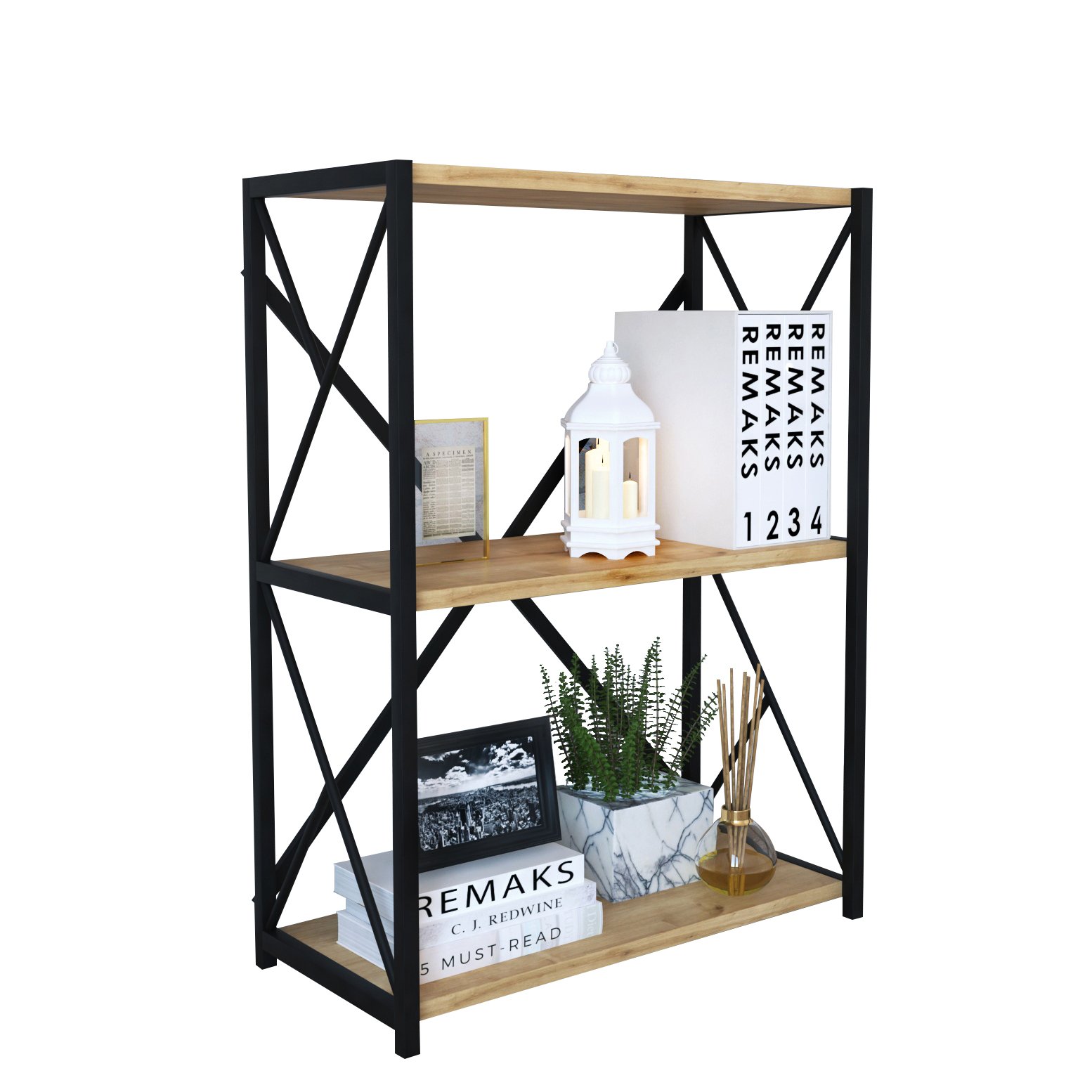 Βιβλιοθήκη ArteLibre JAWARA Δρυς/Μαύρο Μοριοσανίδα/Μέταλλο 70x34x78.5cm Βρες το Βιβλιοθήκη ArteLibre JAWARA Δρυς/Μαύρο Μοριοσανίδα/Μέταλλο 70x34x78.5cm σε μοναδική τιμή στο clickforshop.gr