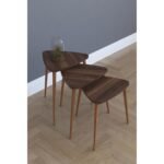 Τραπεζάκι Βοηθητικό ArteLibre ABIDEMI Καρυδί Μοριοσανίδα/Ξύλο 35x52/35x47/35x42cm Σετ 3Τμχ - Image 2