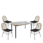 Βρες το Σετ Τραπεζαρία Κήπου ArteLibre ANNIUS Φυσικό/Μαύρο Μέταλλο/Rattan/Γυαλί Με 4 Καρέκλες 14990285 σε μοναδική τιμή στο clickforshop.gr