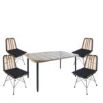 Βρες το Σετ Τραπεζαρία Κήπου ArteLibre ANNIUS Φυσικό/Μαύρο Μέταλλο/Rattan/Γυαλί Με 4 Καρέκλες 14990301 σε μοναδική τιμή στο clickforshop.gr