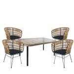 Βρες το Σετ Τραπεζαρία Κήπου ArteLibre AMPLAS Φυσικό/Μαύρο Μέταλλο/Rattan/Γυαλί Με 4 Καρέκλες 14990304 σε μοναδική τιμή στο clickforshop.gr