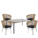 Βρες το Σετ Τραπεζαρία Κήπου ArteLibre ANNIUS Φυσικό/Μαύρο Μέταλλο/Rattan/Γυαλί Με 4 Καρέκλες 14990305 σε μοναδική τιμή στο clickforshop.gr