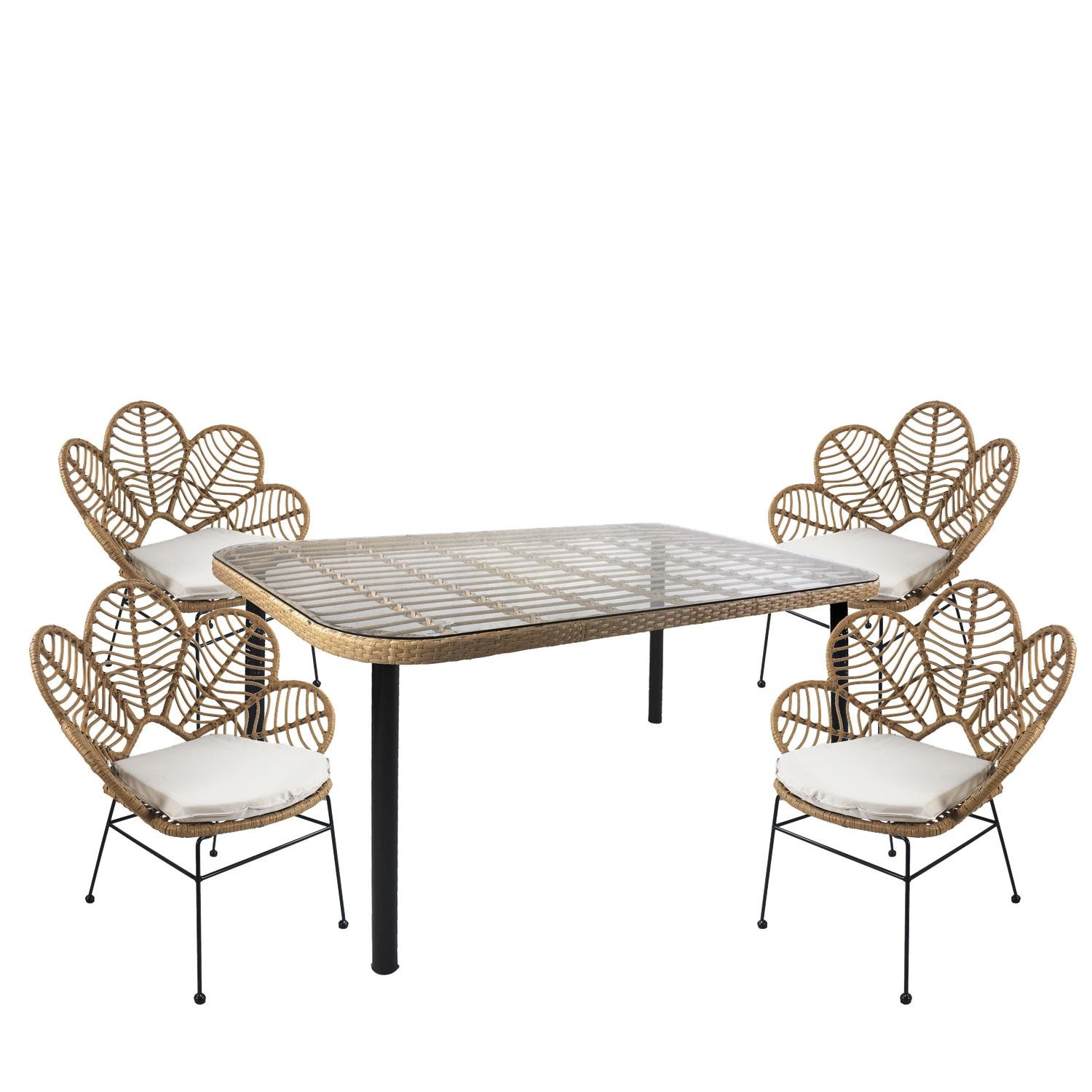 Σετ Τραπεζαρία Κήπου ArteLibre AMPIUS Φυσικό/Μαύρο Μέταλλο/Rattan/Γυαλί Με 4 Καρέκλες 14990315 Βρες το Σετ Τραπεζαρία Κήπου ArteLibre AMPIUS Φυσικό/Μαύρο Μέταλλο/Rattan/Γυαλί Με 4 Καρέκλες 14990315 σε μοναδική τιμή στο clickforshop.gr