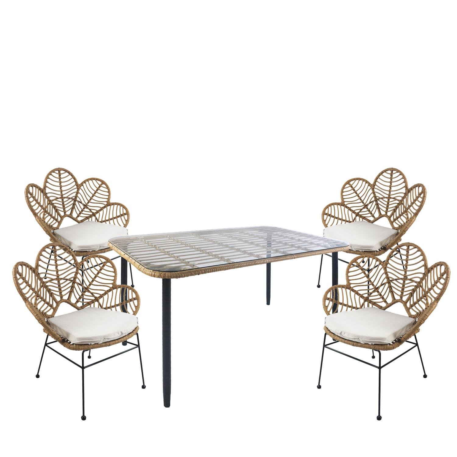 Σετ Τραπεζαρία Κήπου ArteLibre ANNIUS Φυσικό/Μαύρο Μέταλλο/Rattan/Γυαλί Με 4 Καρέκλες 14990317 Βρες το Σετ Τραπεζαρία Κήπου ArteLibre ANNIUS Φυσικό/Μαύρο Μέταλλο/Rattan/Γυαλί Με 4 Καρέκλες 14990317 σε μοναδική τιμή στο clickforshop.gr