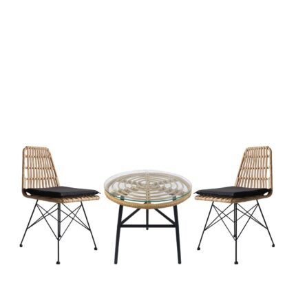 Βρες το Σετ Τραπεζαρία Κήπου ArteLibre ARELLIUS Φυσικό/Μαύρο Μέταλλο/Rattan/Γυαλί Με 2 Καρέκλες 14990329 σε μοναδική τιμή στο clickforshop.gr