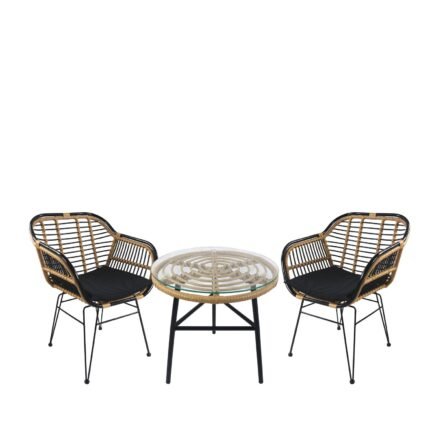 Βρες το Σετ Τραπεζαρία Κήπου ArteLibre ARELLIUS Φυσικό/Μαύρο Μέταλλο/Rattan/Γυαλί Με 2 Καρέκλες 14990333 σε μοναδική τιμή στο clickforshop.gr