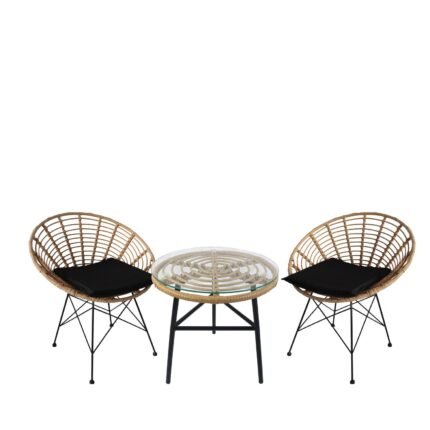 Βρες το Σετ Τραπεζαρία Κήπου ArteLibre ARELLIUS Φυσικό/Μαύρο Μέταλλο/Rattan/Γυαλί Με 2 Καρέκλες 14990349 σε μοναδική τιμή στο clickforshop.gr