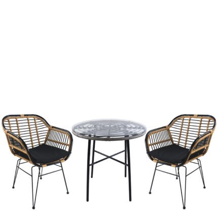 Βρες το Σετ Τραπεζαρία Κήπου ArteLibre APPIUS Γκρι/Μαύρο/Φυσικό Μέταλλο/Rattan/Γυαλί Με 2 Καρέκλες 14990470 σε μοναδική τιμή στο clickforshop.gr