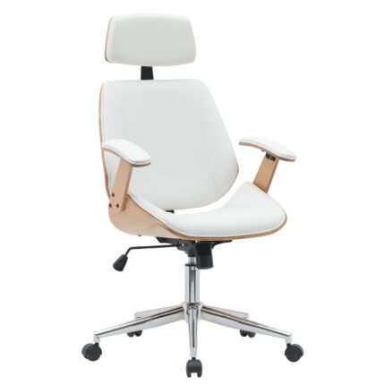 Βρες το Καρέκλα Γραφείου Διευθυντή ArteLibre MILIUS Λευκό/Φυσικό Ξύλο/PU/Αλουμίνιο 53x56x73-83cm σε μοναδική τιμή στο clickforshop.gr
