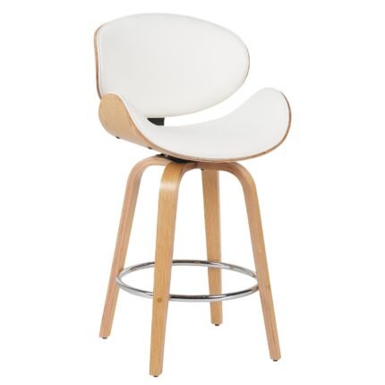 Βρες το Σκαμπό Bar ArteLibre LYRIAN Λευκό/Φυσικό Ξύλο/PU 52x55x107cm σε μοναδική τιμή στο clickforshop.gr