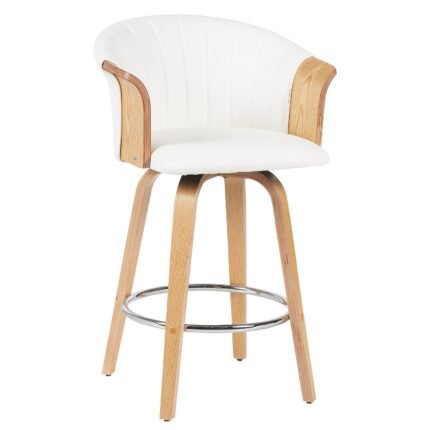 Βρες το Σκαμπό Bar ArteLibre CASSIAN Λευκό/Φυσικό Ξύλο/PU 50x50x103cm σε μοναδική τιμή στο clickforshop.gr