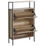 Παπουτσοθήκη ArteLibre ALDERWYN Δρυς/Μαύρο Μοριοσανίδα/Μέταλλο 63x24x105cm - Image 2