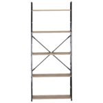 Ραφιέρα ArteLibre DARROW Με 5 Ράφια Δρυς/Μαύρο Μοριοσανίδα/Μέταλλο 58.6x23.5x144cm - Image 2