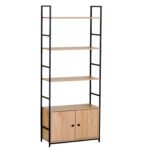 Ραφιέρα ArteLibre ELRIDGE Με Ντουλάπι Δρυς/Μαύρο Μοριοσανίδα/Μέταλλο 58.6x23.5x144cm - Image 2