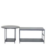 Τραπεζάκι Σαλονιού ArteLibre ROWDEN Μαύρο Μάρμαρο Μοριοσανίδα/Μέταλλο 60x60x50/80x47x45cm Σετ 2Τμχ - Image 2