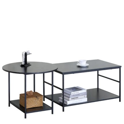 Βρες το Τραπεζάκι Σαλονιού ArteLibre ROWDEN Μαύρο Μάρμαρο Μοριοσανίδα/Μέταλλο 60x60x50/80x47x45cm Σετ 2Τμχ σε μοναδική τιμή στο clickforshop.gr