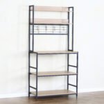 Ραφιέρα Κουζίνας ArteLibre INVERMERE Δρυς/Μαύρο Μοριοσανίδα/Μέταλλο 80x40x170cm - Image 2