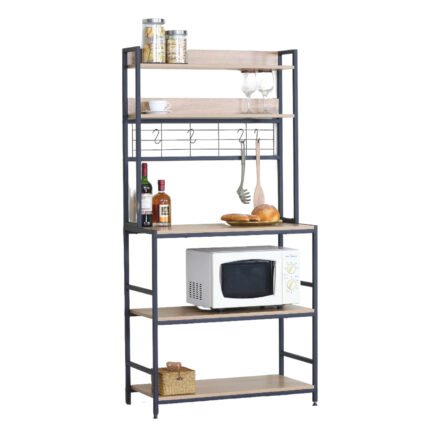 Βρες το Ραφιέρα Κουζίνας ArteLibre INVERMERE Δρυς/Μαύρο Μοριοσανίδα/Μέταλλο 80x40x170cm σε μοναδική τιμή στο clickforshop.gr