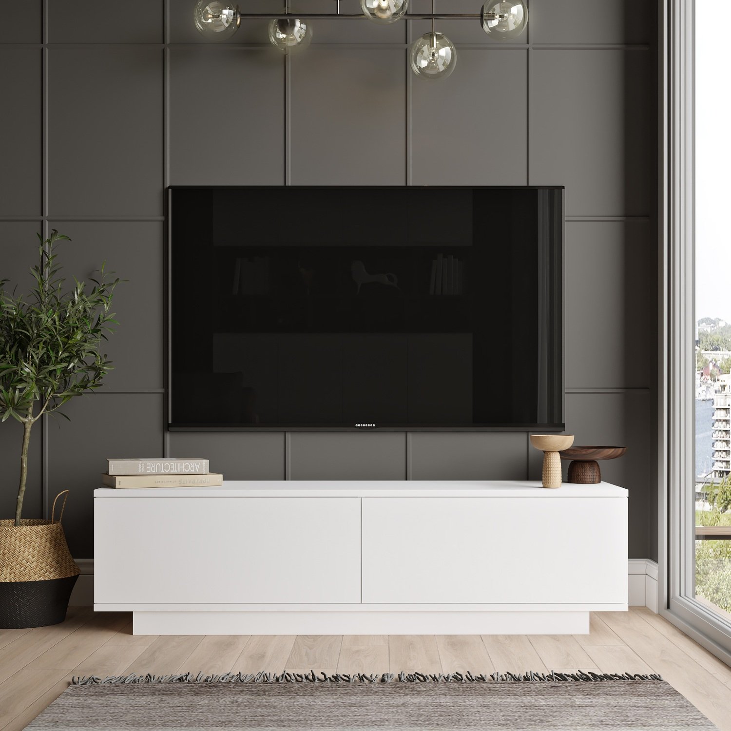 Έπιπλο Τηλεόρασης ArteLibre BRENT Λευκό Μοριοσανίδα 140x35.5x38.2cm Βρες το Έπιπλο Τηλεόρασης ArteLibre BRENT Λευκό Μοριοσανίδα 140x35.5x38.2cm σε μοναδική τιμή στο clickforshop.gr