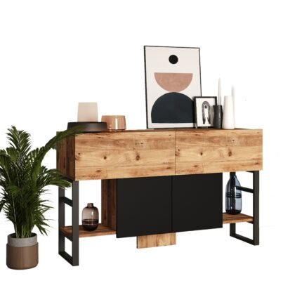 Βρες το Κονσόλα ArteLibre BLACKFEN Πεύκο/Μαύρο Μοριοσανίδα/Μέταλλο 139x83.6x43cm σε μοναδική τιμή στο clickforshop.gr