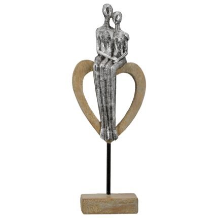 Βρες το Γλυπτό Καρδιά 'Aroha' Ζευγάρι Μοτίβο Πολυρεζίνη Καφέ/Ασημί 7x11.5x32cm σε μοναδική τιμή στο clickforshop.gr
