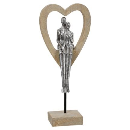 Βρες το Γλυπτό Καρδιά 'Aroha' Ζευγάρι Μοτίβο Πολυρεζίνη Καφέ/Ασημί 7x14.5x34cm σε μοναδική τιμή στο clickforshop.gr