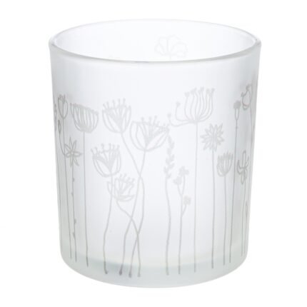 Βρες το Φανάρι Καταιγίδας Cylindrical "Flower" Λουλουδάτο Design Γυάλινο Λευκό PU 18 H. cm D. 7 cm σε μοναδική τιμή στο clickforshop.gr