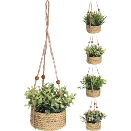 Βρες το Φυτό Τεχνητό ArteLibre Κρεμαστό 45cm Με Χάντρες Σε Ψάθινο Καλάθι 13x6cm Σε 4 Ποικιλίες σε μοναδική τιμή στο clickforshop.gr