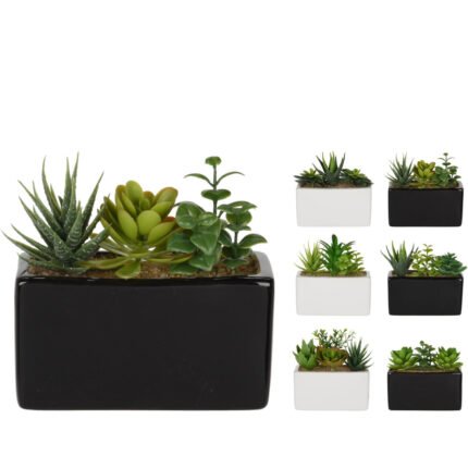 Βρες το Φυτό Τεχνητό ArteLibre Σε Ορθογώνιο Κεραμικό Γλάστρακι Λευκό ή Μαύρο Σε 6 Συνδυασμούς σε μοναδική τιμή στο clickforshop.gr