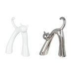 Βρες το Φιγούρα Γάτα 'Kara' Κεραμικό Ασημί/Λευκό 2Τμχ 5x16x22cm σε μοναδική τιμή στο clickforshop.gr