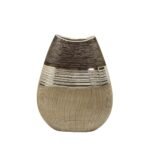 Βρες το Βάζο "Bradora" Striped Κεραμικό Beige Brown PU 20.5x10x25.5cm σε μοναδική τιμή στο clickforshop.gr