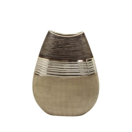 Βρες το Βάζο "Bradora" Striped Κεραμικό Beige Brown PU 20.5x10x25.5cm σε μοναδική τιμή στο clickforshop.gr