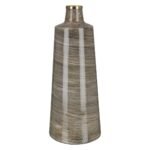 Βάζο Conical "Stripes" Μέταλλο Brown PU H. 48 cm D. 19 cm - Image 2