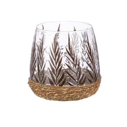 Βρες το Ανεμοφωτιστικό Κωνικό 'Greenery' Σχέδιο Φύλλου Γυαλί Πράσινο 16x16.5cm σε μοναδική τιμή στο clickforshop.gr