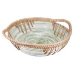 Βρες το Μπωλ Στρογγυλό 'Fortaleza' Ριγέ Μπαμπού/Ρατάν Εκρού/Πράσινο 30x35.5x11cm σε μοναδική τιμή στο clickforshop.gr