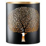 Φανάρι Καταιγίδας Cylindrical "Solitary Tree" Δέντρο Motif Μέταλλο Μαύρο Χρυσό PU 4 17x12X20cm - Image 2