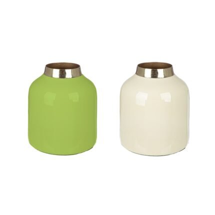 Βρες το Βάζο "Roro" Μέταλλο Cream Πράσινο PU Pcs. Assorted H. 10 cm D. 85 cm σε μοναδική τιμή στο clickforshop.gr