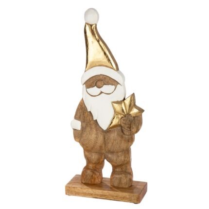 Βρες το Φιγούρα Άγιος Βασίλης 'Natal' Αλουμίνιο/Ξύλο Μάνγκο Εκρού/Χρυσό/Λευκό 6x12.5x30.5cm σε μοναδική τιμή στο clickforshop.gr